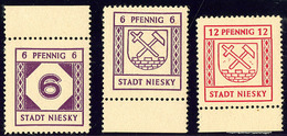 ** Postes Locales 1945. Niesky. Michel 1, 3 Et 4, Tous Bdf. - TB (cote Michel) - Andere & Zonder Classificatie