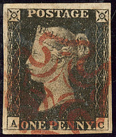 Penny Black. No 1, "A C", Fente, TB D'aspect - Autres & Non Classés