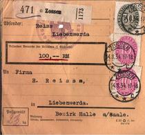 ! 1934 Paketkarte Deutsches Reich, Zossen Nach Liebenwerda, Dienstmarke - Dienstzegels