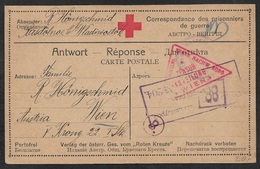 1916 - RED CROSS POW - ANTWORT - REPONSE - ОТВЕТ - RAZDOLNOE To AUSTRIA - Storia Postale