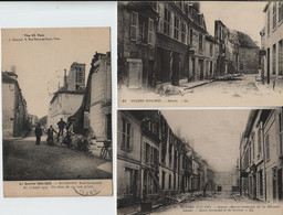 02  SOISSONS  (Aisne)  Bombardement Du 17 Mars 1915. Un Obus De 155 Non éclaté + Maisons + Une Rue Dévastée - Grugies