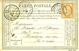 Carte Storch N° OFF21 Cote 6€ En 2007 TAD MARSEILLE 1876 Pour Boulogne 15c Cérès - Cartoline Precursori