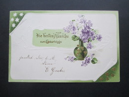 Deutsches Reich 1906 Die Besten Wünsche Zum Geburtstage! Reliefkarte Blumen Glückwunschkarte Erika - Anniversaire