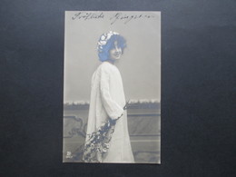 Deutsches Reich 1907 AK Fröhliche Pfingsten Junges Mädchen Mit Blumenschmuck Im Haar - Pentecoste