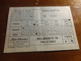 BIGLIETTO AUTOBUS SICILBUS TRATTA BELMONTE MEZZAGNO-PALERMO-1993 - Europa