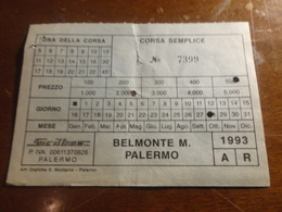 BIGLIETTO AUTOBUS SICILBUS TRATTA BELMONTE MEZZAGNO-PALERMO-1993 - Europa