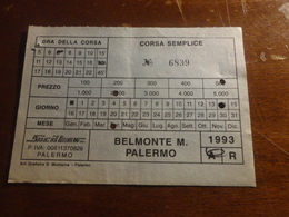 BIGLIETTO AUTOBUS SICILBUS TRATTA BELMONTE MEZZAGNO-PALERMO-1993 - Europa