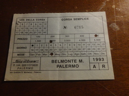 BIGLIETTO AUTOBUS SICILBUS TRATTA BELMONTE MEZZAGNO-PALERMO-1993 - Europa