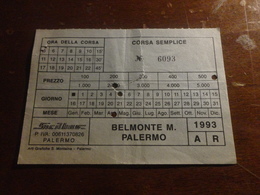 BIGLIETTO AUTOBUS SICILBUS TRATTA BELMONTE MEZZAGNO-PALERMO-1993 - Europa