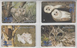 JERSEY 1997 BIRDS OWL FULL SET OF 4 PHONE CARDS - Hiboux & Chouettes