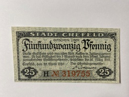 Allemagne Notgeld Crefeld 25 Pfennig - Collections