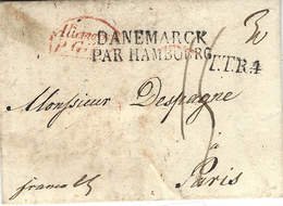 1830- Letter From Copenhagen To Paris - T.T.R.4 + DANEMARCK /PAR HAMBOURG + French Entrance Allemagne /P.Givet - Marques D'entrées