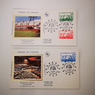 FRANCE FDC 2 Enveloppes SOIE 1er Premier Jour Série CONSEIL DE L'EUROPE 1986 - Collection Timbre Poste - 1980-1989