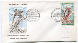 RC 15081 COMORES 1968 JEUX OLYMPIQUES DE GRENOBLE SKI 1er JOUR FDC - Lettres & Documents