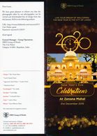 2019 / 2020  INDIA UDAIPUR MARAJA THE CITY PALACE MENU' RRR - Nieuwjaar