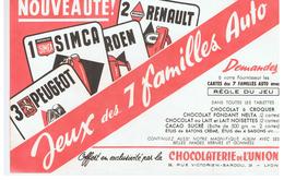 Buvard Chocolaterie De L'Union LYON Jeux Des 7 Familles Auto - Cocoa & Chocolat