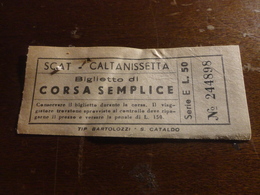 BIGLIETTO AUTOBUS SCAT CORSA SEMPLICE- CALTANISSETTA-LIRE 50 - Europe