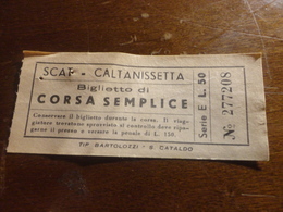 BIGLIETTO AUTOBUS SCAT CORSA SEMPLICE- CALTANISSETTA-LIRE 50 - Europe