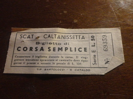 BIGLIETTO AUTOBUS SCAT CORSA SEMPLICE- CALTANISSETTA-LIRE 50 - Europa