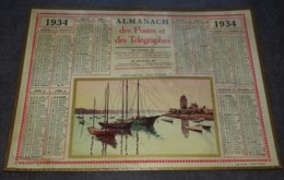 CALENDRIER ALMANACH DES POSTES ET TELEGRAPHES ANNEE 1934, ILLUSTRATION ST SAINT SERVAN : TOUR SOLIDOR, IMPRIMERIE OLLER - Big : 1921-40