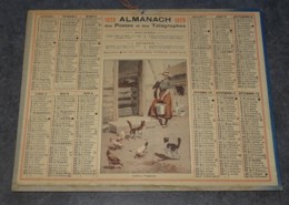 CALENDRIER ALMANACH DES POSTES ET TELEGRAPHES ANNEE 1929, ILLUSTRATION LAITIERE VOSGIENNE, ARDENNES 08 - Tamaño Grande : 1921-40