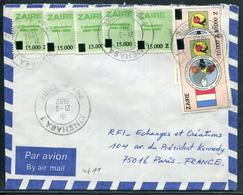 ZAIRE - N° 1350 (2) + 1351 (5) / LETTRE AVION DE KINSHASA LE 21/3/1992 POUR PARIS - TB - Gebraucht