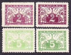 CZECHOSLOVAKIA 1919, 2 COMPLETE SETS, MH, COLOUR'S SHADE. Michel 11x-12x. NEWSPAPERS - PERFORATED, UNOFFICIAL ISSUE. - Unused Stamps