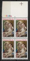 US 1982 Christmas, 20c Madonna And Child By Tiepolo,Block Scott # 2026,VF MNH** - Plaatnummers