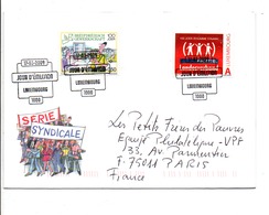 LUXEMBOURG SERIE SYNDICALE FDC SUR LETTRE POUR LA FRANCE 2009 - Franking Machines (EMA)