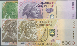 Albania / Albanien: Set With 4 Banknotes 1000, 2000 And 2x 5000 Leke 1996-2007, P.66, 69, 70, 74a, 1 - Albania