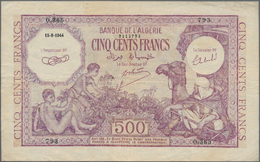 Algeria / Algerien: 500 Francs 1944, P.95, Some Folds And Tiny Pinholes At Left, Condition: F+/VF - Algérie