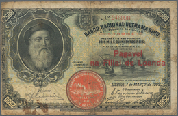 Angola: Banco Nacional Ultramarino 2500 Reis 1909 With Red Overprint "Pagavel Na Filial De Loanda" O - Angola