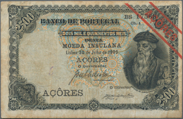 Azores / Azoren: Banco De Portugal With Overprint "MOEDA INSULANA – AÇORES" 2500 Reis 1909, P.8, Sti - Portugal