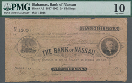 Bahamas: Bank Of Nassau 5 Shillings 1897, P.A5, Extraordinary Rare And Seldom Offered Banknote Of Th - Bahama's