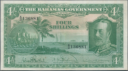 Bahamas: The Bahamas Government 4 Shillings L.1919, P.5, Very Nice And Beautiful Note With Bright Co - Bahama's