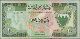 Bahrain: 10 Dinars L.1973, P.9, Still Strong Paper And Bright Colors With Several Folds And Creases. - Bahreïn