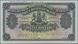 Barbados: Barclays Bank (Dominion, Colonial And Overseas) Formerly The Colonial Bank 20 Dollars 1920 - Barbados