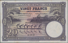 Belgian Congo / Belgisch Kongo: Banque Du Congo Belge 20 Francs 1942, P.15A, Great Original Shape Wi - Non Classificati