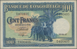 Belgian Congo / Belgisch Kongo: Banque Du Congo Belge 100 Francs 1947, P.17c, Very Nice Original Sha - Non Classificati