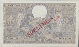 Belgium / Belgien: Banque Nationale De Belgique 100 Francs = 20 Belgas 1933-1943 SPECIMEN, P.107s, Z - Andere & Zonder Classificatie