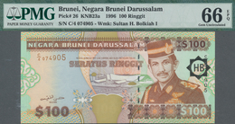 Brunei: Negara Brunei Darussalam 100 Ringgit 1996, P.26, PMG Graded 66 Gem Uncirculated EPQ. - Brunei
