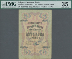 Bulgaria / Bulgarien: National Bank Of Bulgaria 5 Leva Srebro ND(1910) With Blue Signatures: Chakalo - Bulgarije