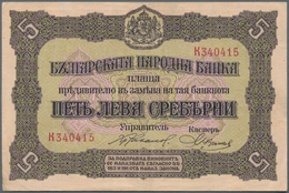 Bulgaria / Bulgarien: Set With 3 Banknotes Of The ND(1917) Series With 5 Leva Srebrni P.21 (XF/XF+), - Bulgarije