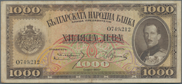 Bulgaria / Bulgarien: 1000 Leva 1925, P.48 With Lightly Toned Paper And Some Folds, Obviously Cleane - Bulgarie