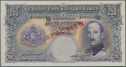 Bulgaria / Bulgarien: 250 Leva 1929 SPECIMEN, P.51s With Punch Hole Cancellation And Serial Number A - Bulgarien