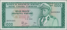 Burundi: Banque Du Royaume Du Burundi 1000 Francs 1965, P.14, Highly Rare Banknote In Excellent Cond - Burundi