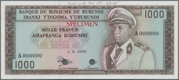 Burundi: Banque Du Royaume Du Burundi 1000 Francs 1965 Color Trial SPECIMEN In Brown Instead Of Gree - Burundi