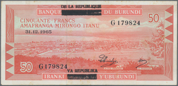 Burundi: Banque De La République Du Burundi 50 Francs 1964, P.16a, Soft Vertical Bend At Center And - Burundi