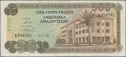Burundi: Banque De La République Du Burundi 500 Francs 1968, P.24a, Small Graffiti On Back, Some Fol - Burundi