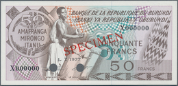 Burundi:  Banque De La République Du Burundi 50 Francs 1977 SPECIMEN, P.28s With Punch Hole Cancella - Burundi